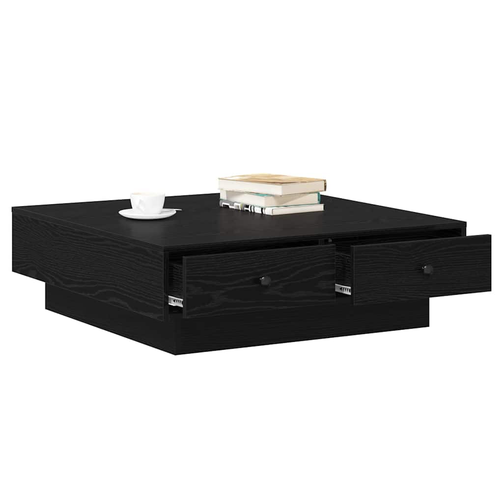 Coffee Table Black Oak 90 x 90 x 28 cm Engineered Wood