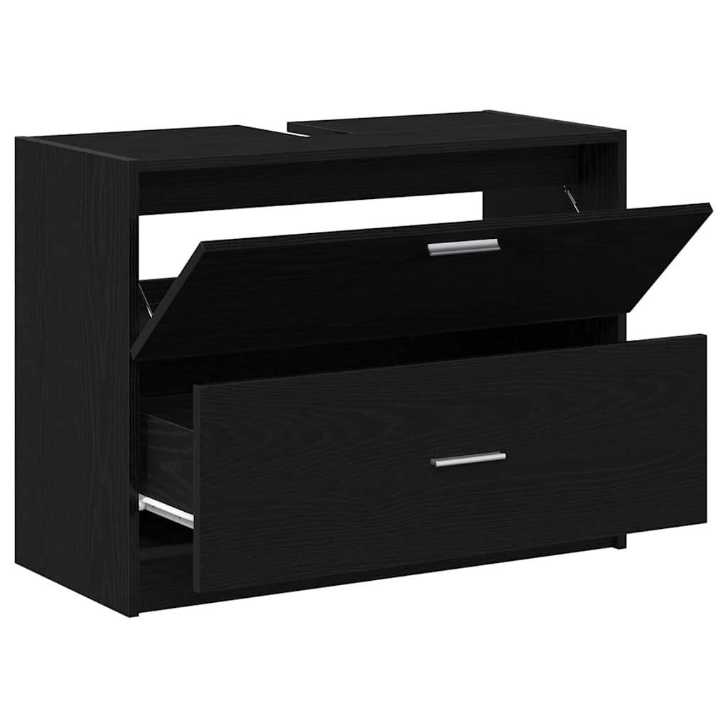 Bathroom Cabinet Black Oak 78 x 37 x 59 cm Engineered wood
