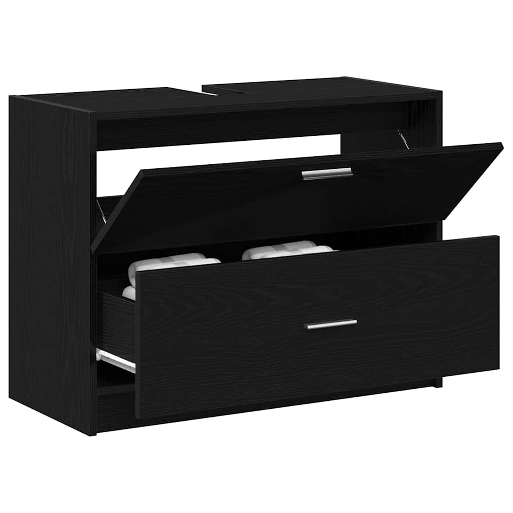 Bathroom Cabinet Black Oak 78 x 37 x 59 cm Engineered wood