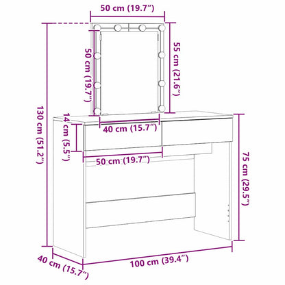 Dressing Table Old Wood 100 x 40 x 130 cm Engineered Wood