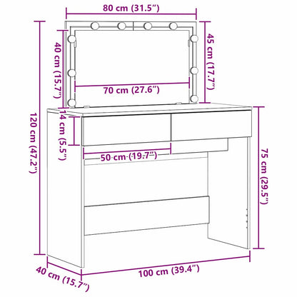 Dressing Table Black Oak 100 x 40 x 120 cm Engineered Wood