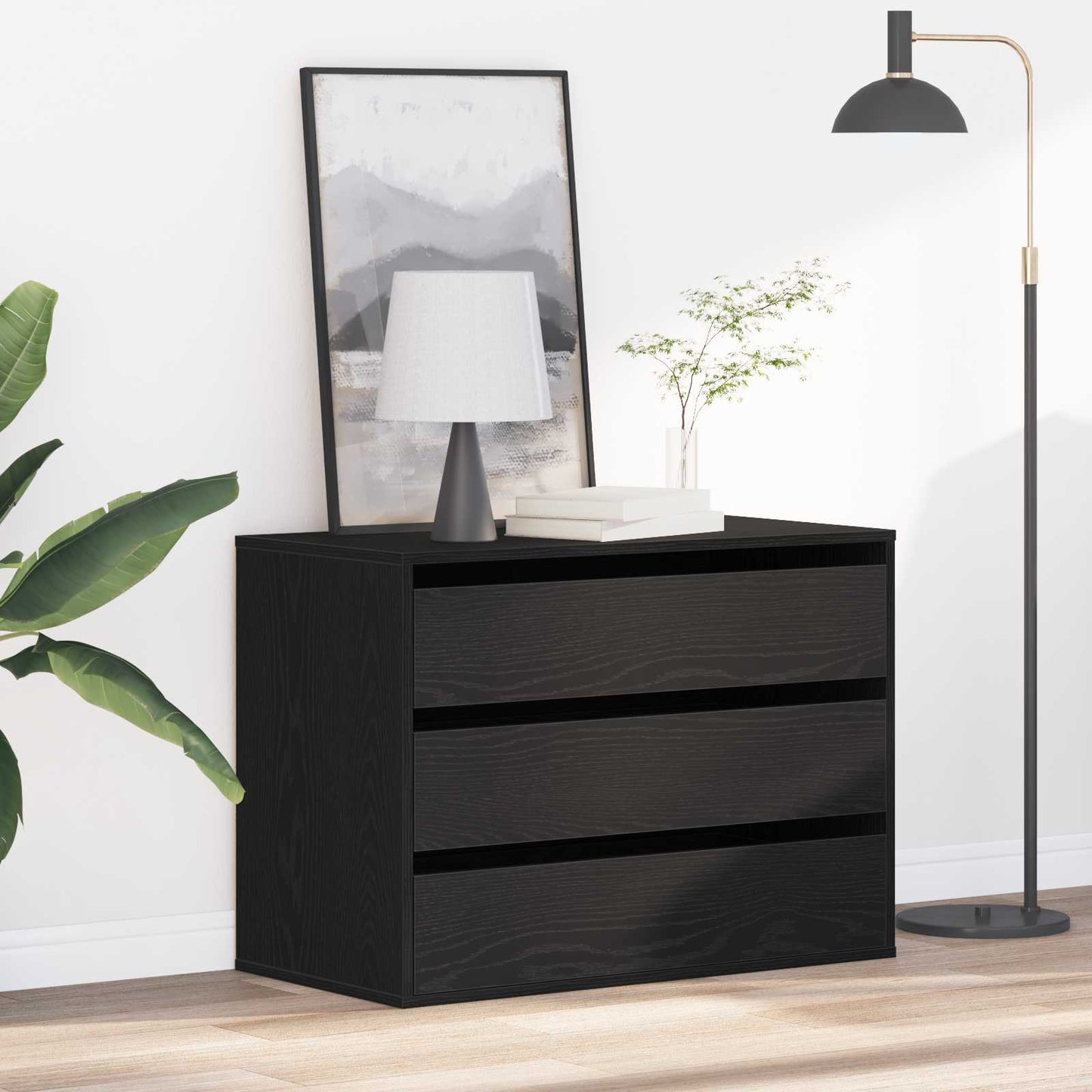 Drawer Cabinet Black 80 x 41 x 58 cm Engineered Wood
