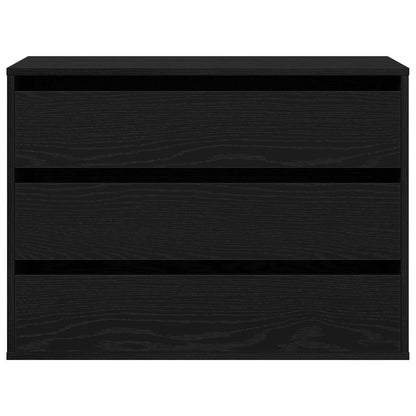Drawer Cabinet 3-Drawer Black 80 x 41 x 58 cm Engineered Wood