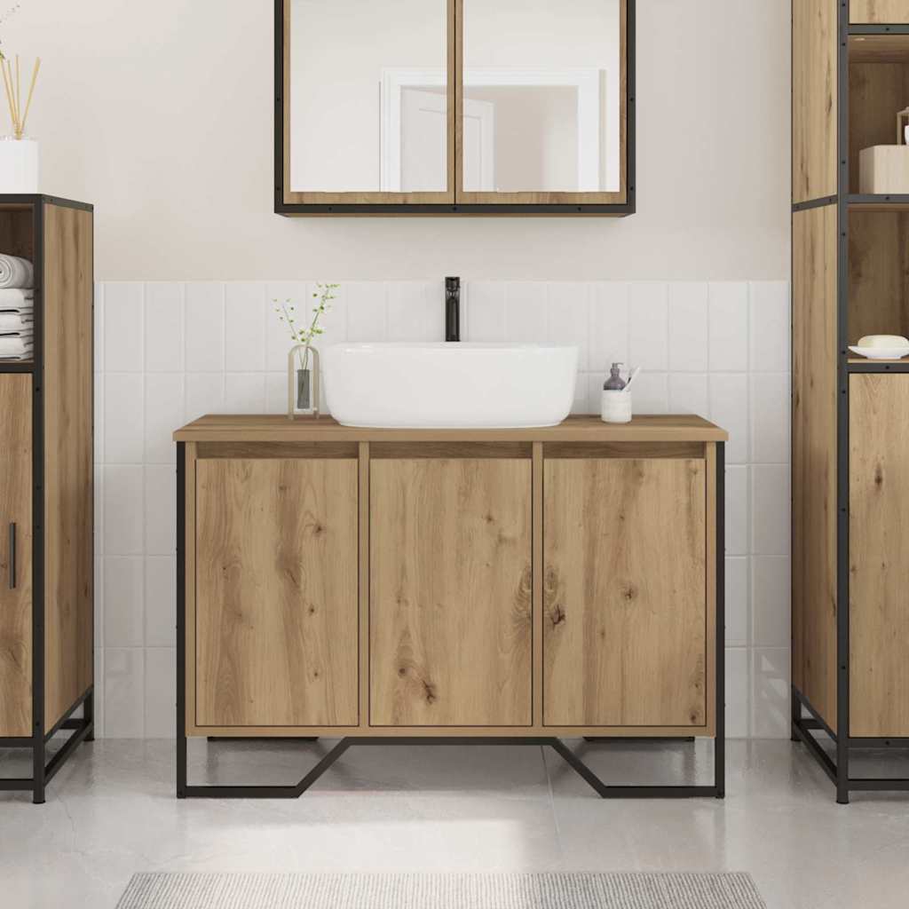 Bathroom Sink Cabinet with Storage Artisan Oak 91 x 35 x 60 cm