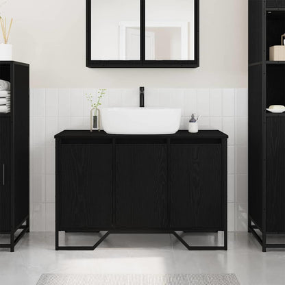 Bathroom Sink Cabinet Black Oak 91 x 35 x 60 cm Engineered wood