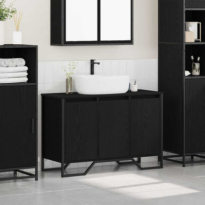 Bathroom Sink Cabinet Black Oak 91 x 35 x 60 cm Engineered wood