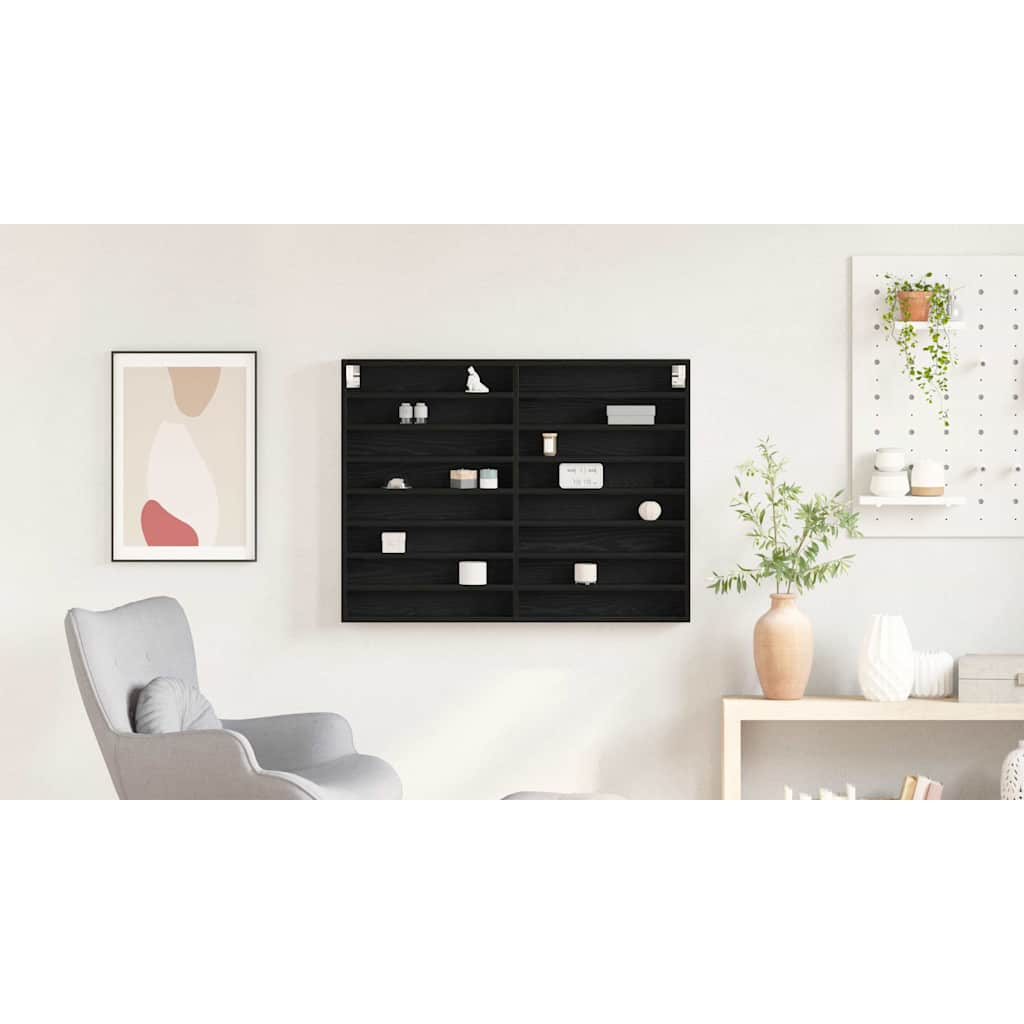 Display Cabinet Black Oak 100 x 8.5 x 75 cm Engineered Wood