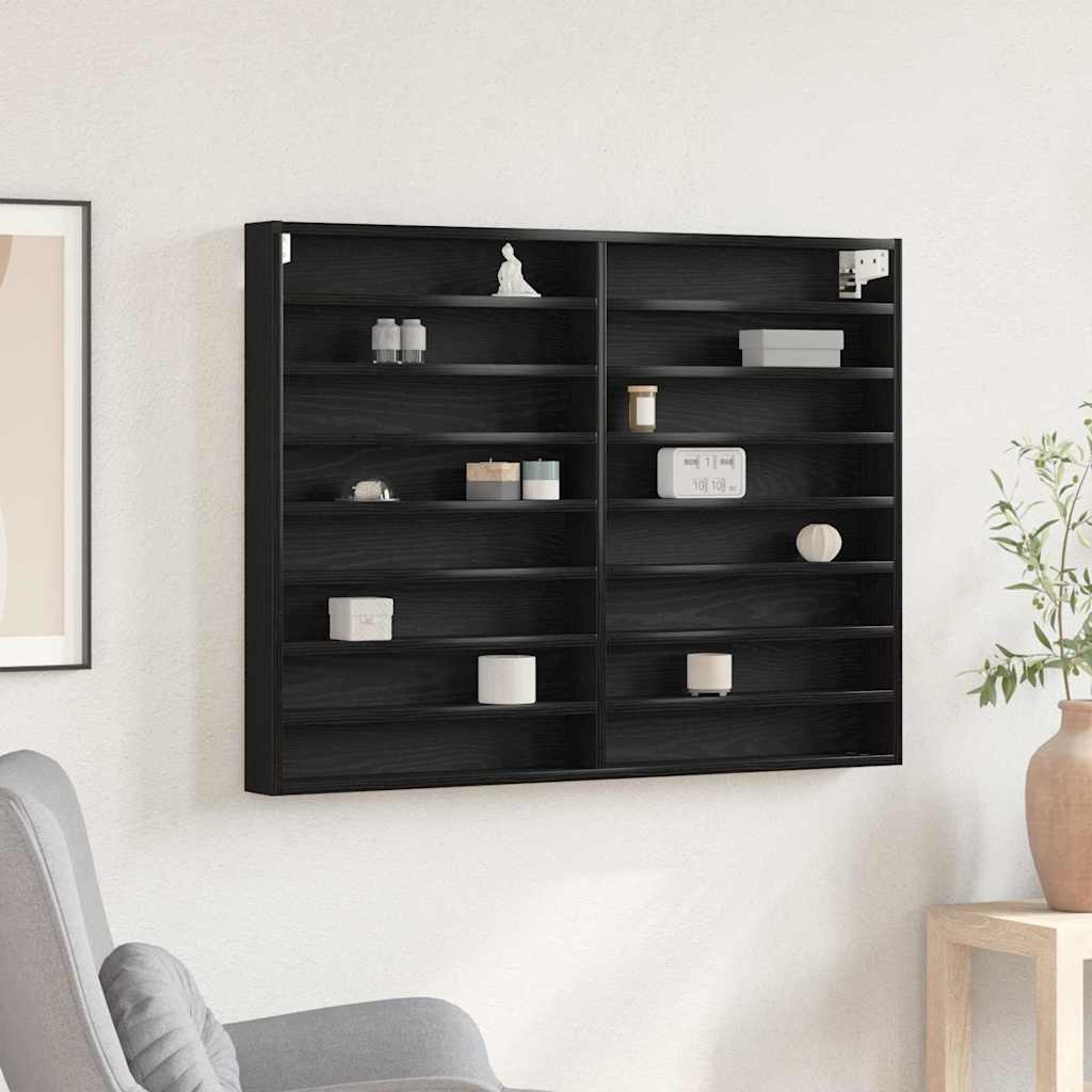 Display Cabinet Wall-Mounted Black Oak 100 x 8.5 x 75 cm