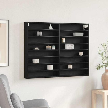 Display Cabinet Wall-Mounted Black Oak 100 x 8.5 x 75 cm