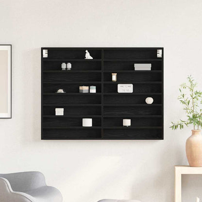 Display Cabinet Wall-Mounted Black Oak 100 x 8.5 x 75 cm