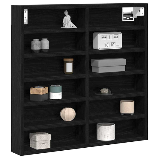 Display Cabinet Black Oak 60 x 8.5 x 58 cm Engineered Wood