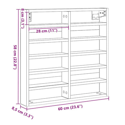 Display Cabinet Black Oak 60 x 8.5 x 58 cm Engineered Wood