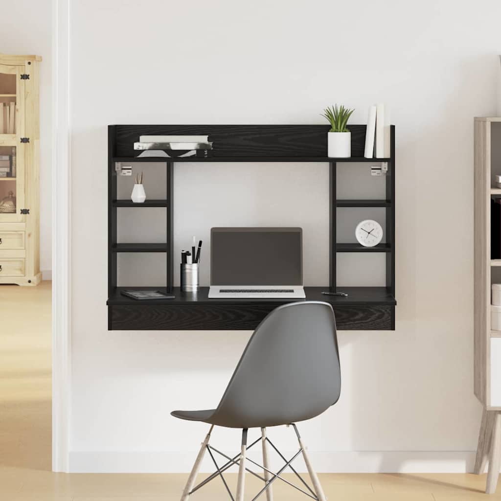 Wall-Mounted Desk Black oak 105 x 48 x 75 cm Engineered wood