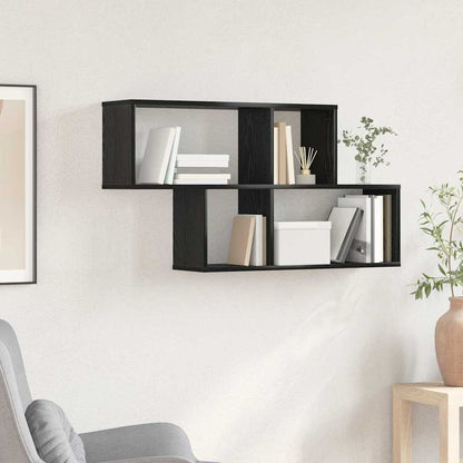 Wall Shelf with Shelf Wall-mounted Black Engineered Wood