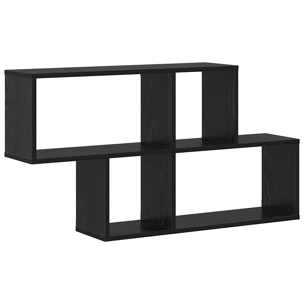 Wall Shelf with Shelf Wall-mounted Black Engineered Wood