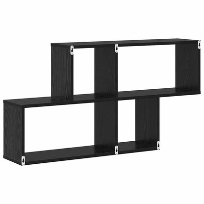 Wall Shelf with Shelf Wall-mounted Black Engineered Wood