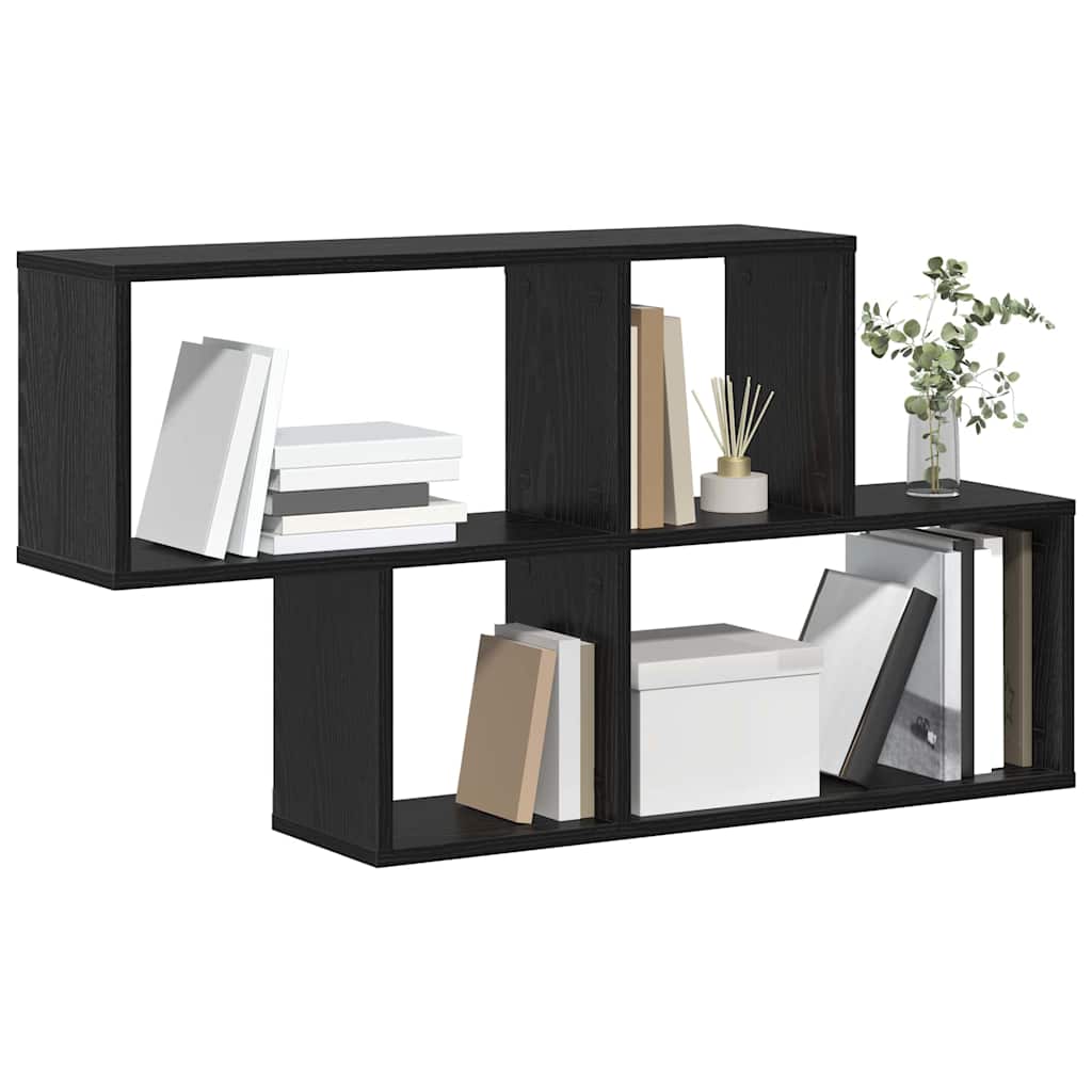 Wall Shelf with Shelf Wall-mounted Black Engineered Wood