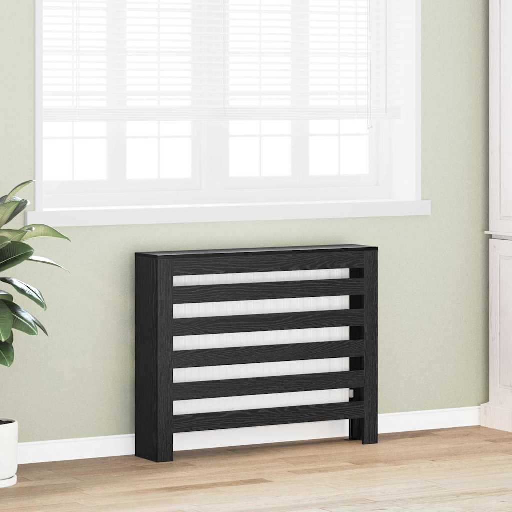 Radiator Cover Black Oak 104 x 20 x 82 cm Engineered Wood