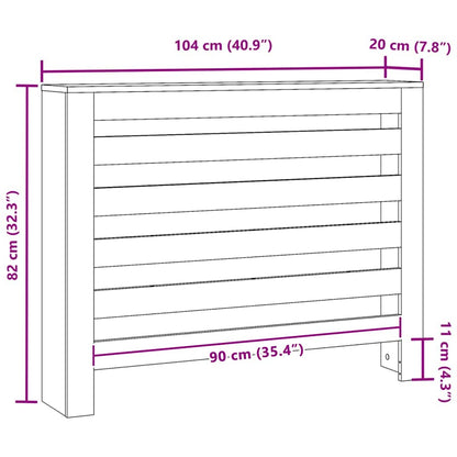 Radiator Cover Black Oak 104 x 20 x 82 cm Engineered Wood