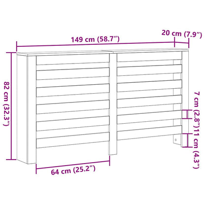 Radiator Cover Black Oak 149 x 20 x 82 cm Engineered Wood