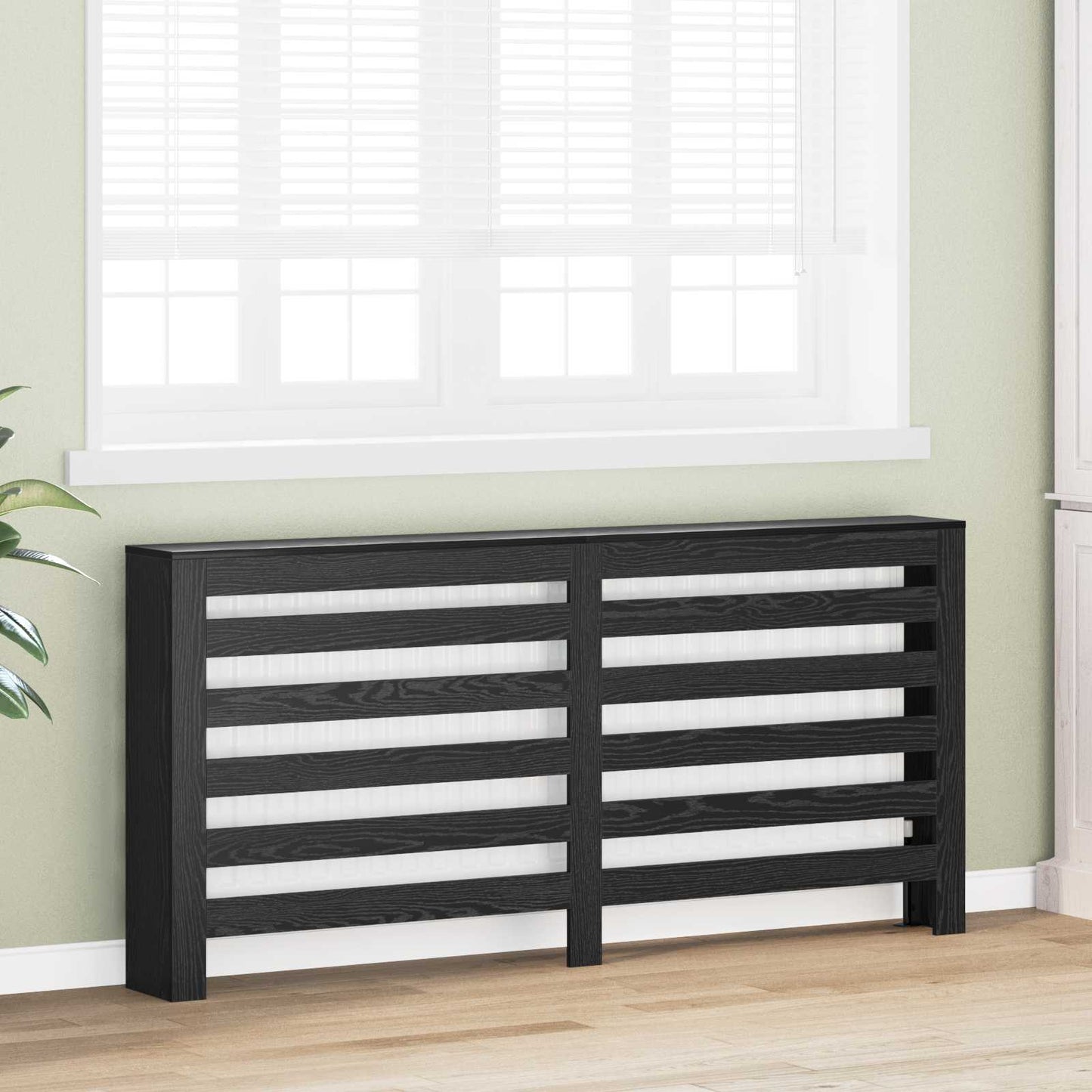 Radiator Cover Black Oak 175 x 20 x 82 cm Engineered Wood