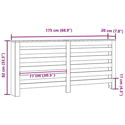 Radiator Cover Black Oak 175 x 20 x 82 cm Engineered Wood