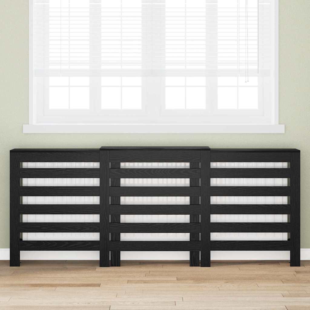 Radiator Cover Black Oak 205 x 21.5 x 83.5 cm Engineered Wood