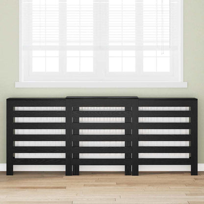 Radiator Cover Black Oak 205 x 21.5 x 83.5 cm Engineered Wood