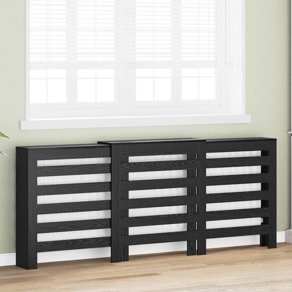 Radiator Cover Black Oak 205 x 21.5 x 83.5 cm Engineered Wood