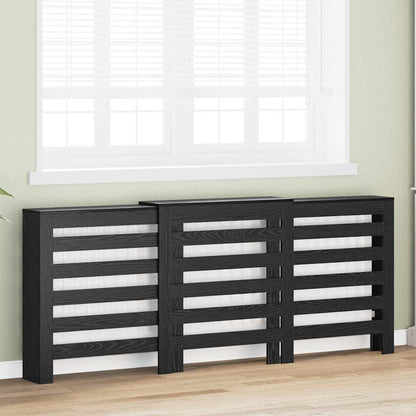 Radiator Cover Black Oak 205 x 21.5 x 83.5 cm Engineered Wood