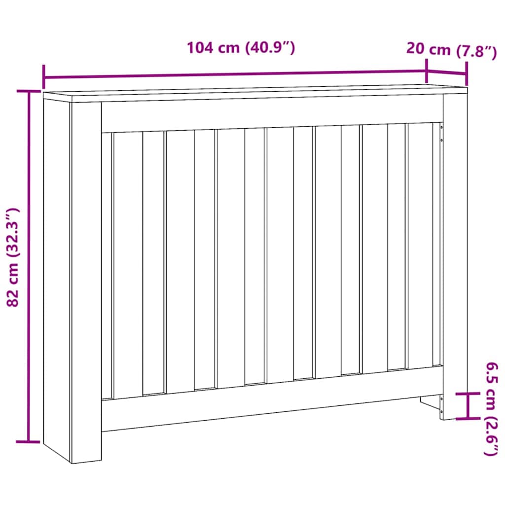 Radiator Cover Black Oak 104 x 20 x 82 cm Engineered Wood