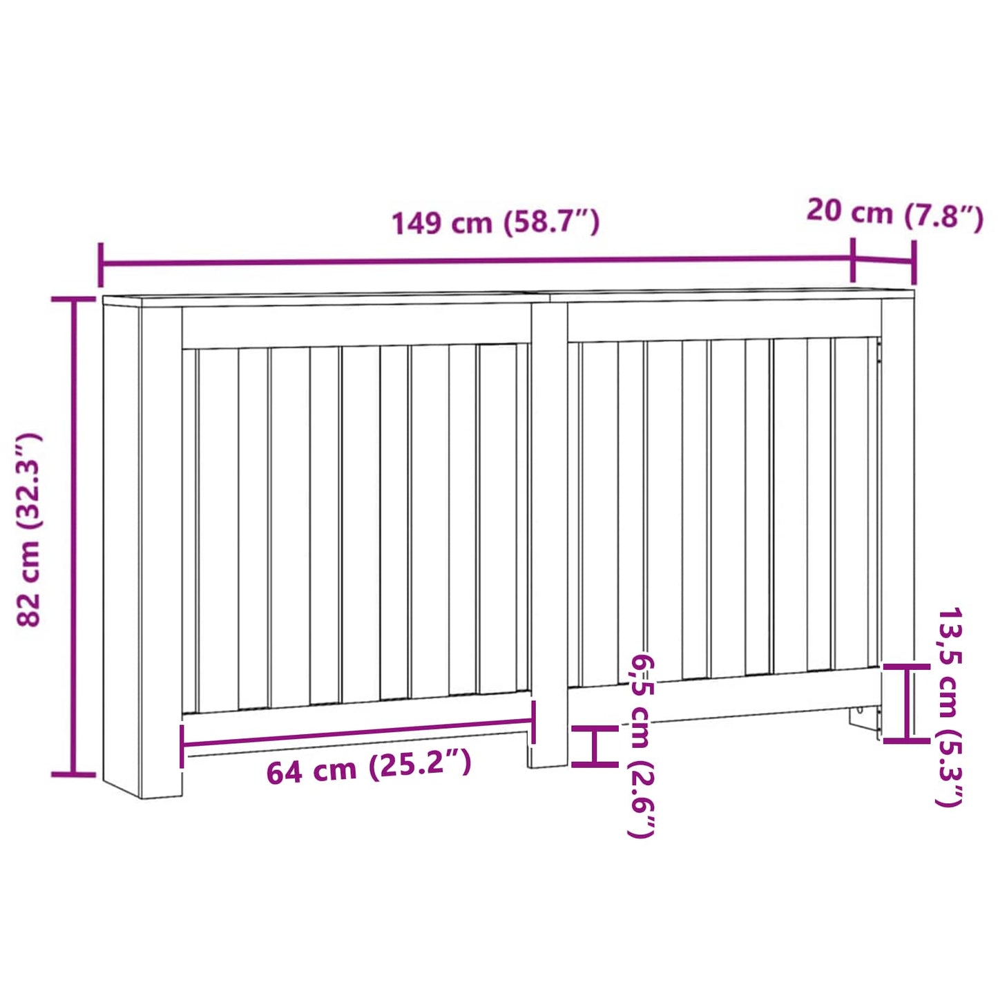 Radiator Cover Black Oak 149 x 20 x 82 cm Engineered Wood