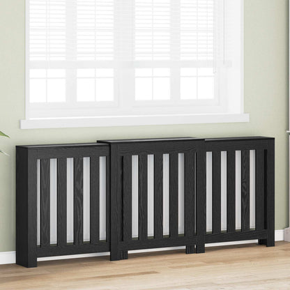 Radiator Cover Black Oak 205 x 21.5 x 83.5 cm Engineered Wood