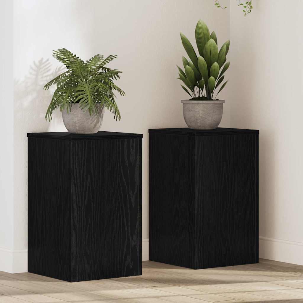 Plant Stand 2 pcs Black Oak 30 x 30 x 50 cm Engineered Wood
