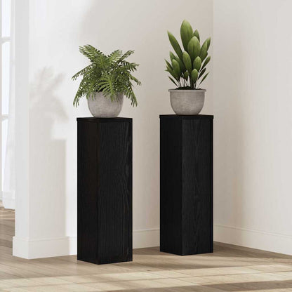 Plant Stand 2 pcs Black Oak 17 x 17 x 60 cm Engineered Wood