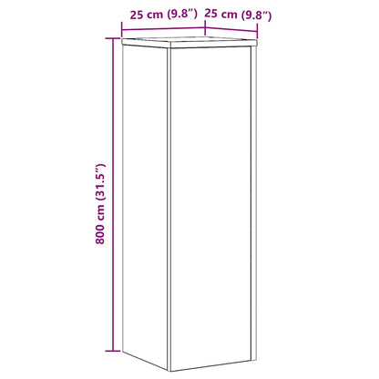 Plant Stand 2 pcs Black Oak 25 x 25 x 80 cm Engineered Wood