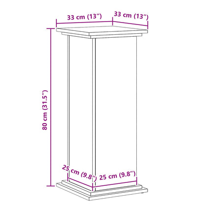 Plant Stand Black Oak 33 x 33 x 80 cm Engineered wood