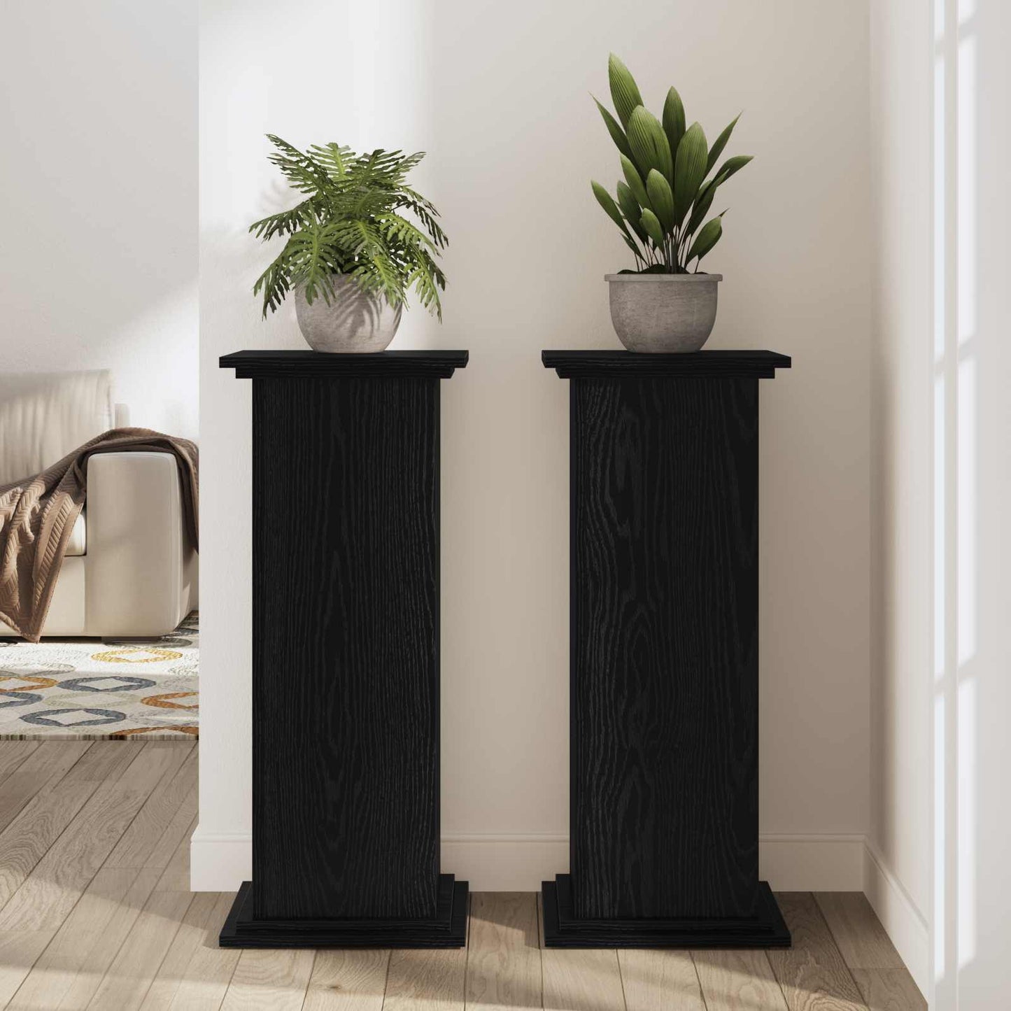 Plant Stand Black Oak 33 x 33 x 100 cm Engineered wood