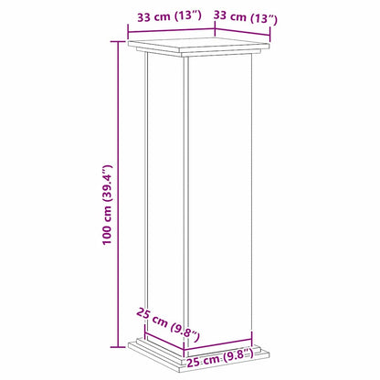 Plant Stand Black Oak 33 x 33 x 100 cm Engineered wood