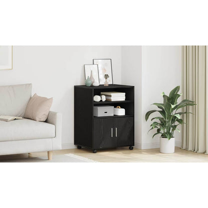 Cabinet with Shelf with Wheel Black Oak 60 x 48 x 74.5 cm