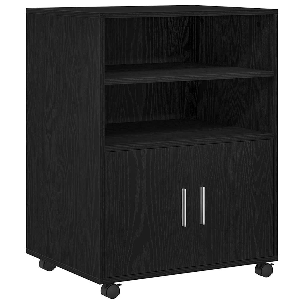 Cabinet with Shelf with Wheel Black Oak 60 x 48 x 74.5 cm