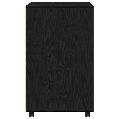 Cabinet with Shelf with Wheel Black Oak 60 x 48 x 74.5 cm