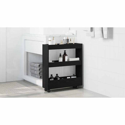 Narrow Storage Trolley Black Oak 60 x 18 x 70 cm