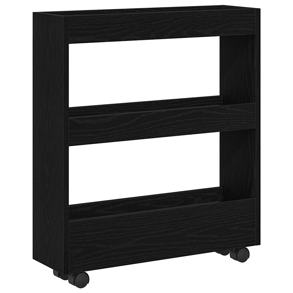 Narrow Storage Trolley Black Oak 60 x 18 x 70 cm