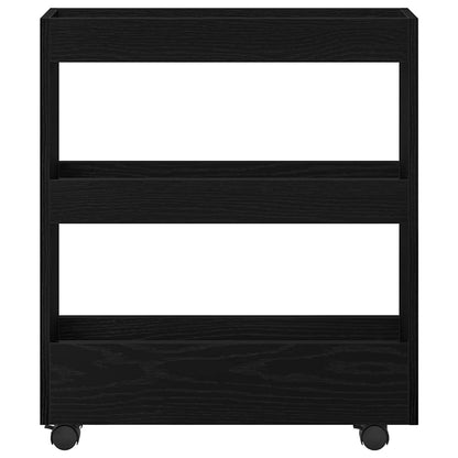 Narrow Storage Trolley Black Oak 60 x 18 x 70 cm