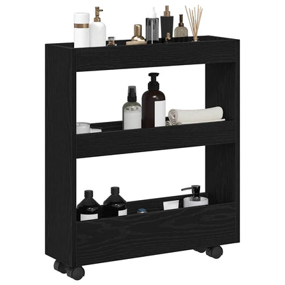 Narrow Storage Trolley Black Oak 60 x 18 x 70 cm