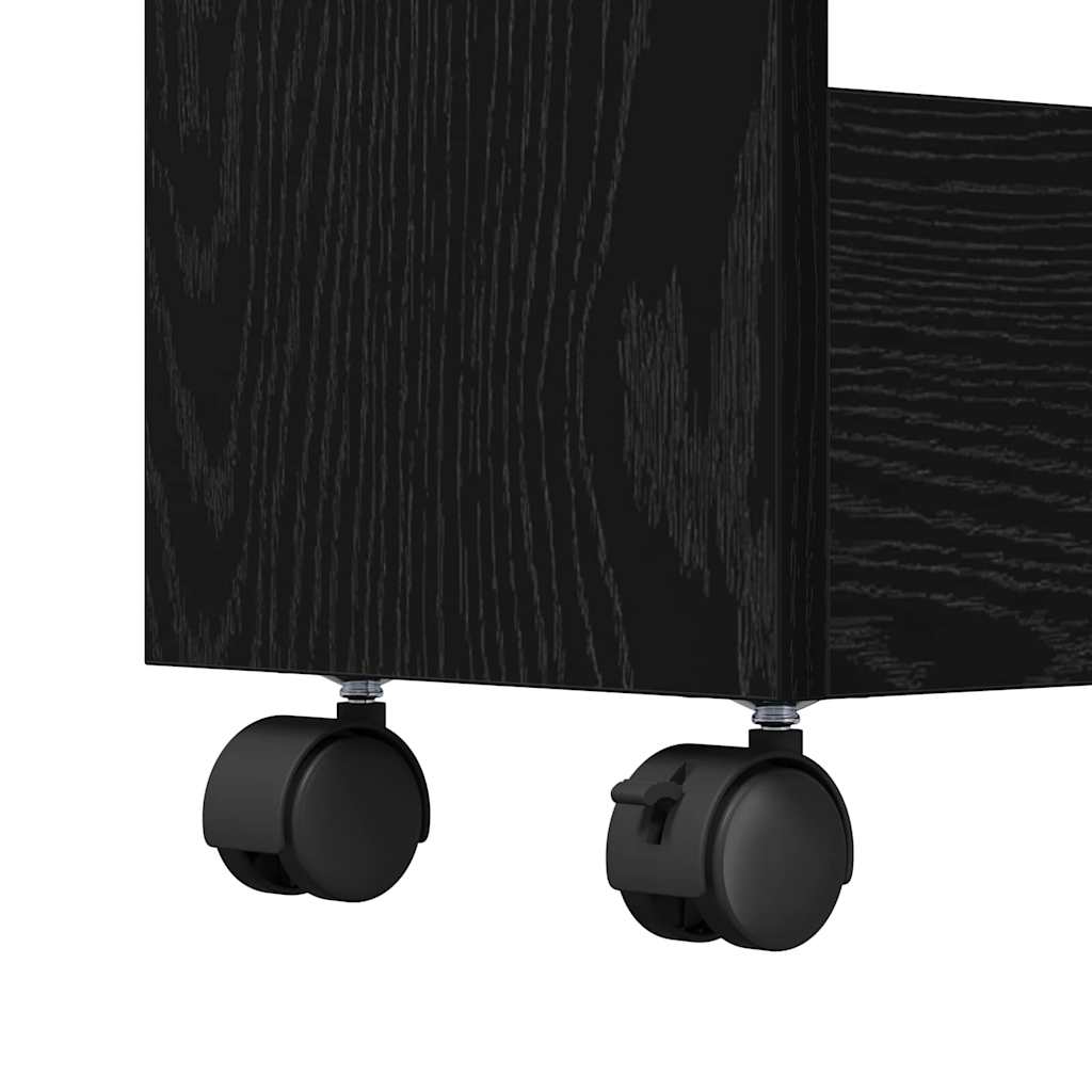Narrow Storage Trolley Black Oak 60 x 22 x 80 cm