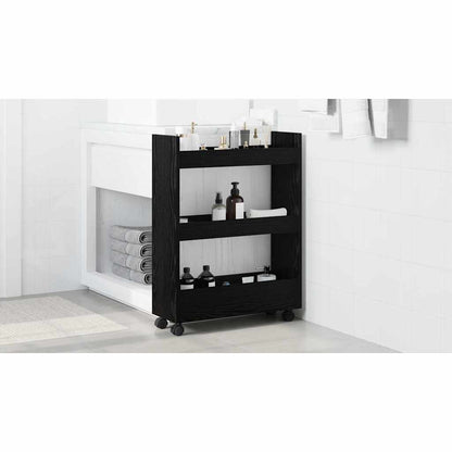 Narrow Storage Trolley Black Oak 60 x 22 x 80 cm