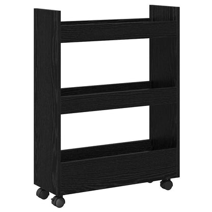 Narrow Storage Trolley Black Oak 60 x 22 x 80 cm