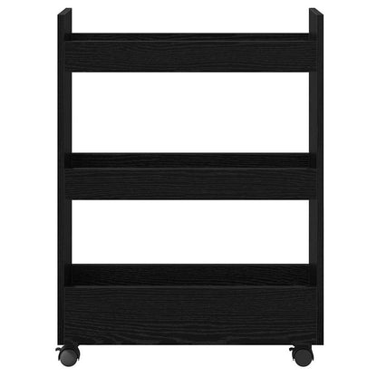 Narrow Storage Trolley Black Oak 60 x 22 x 80 cm